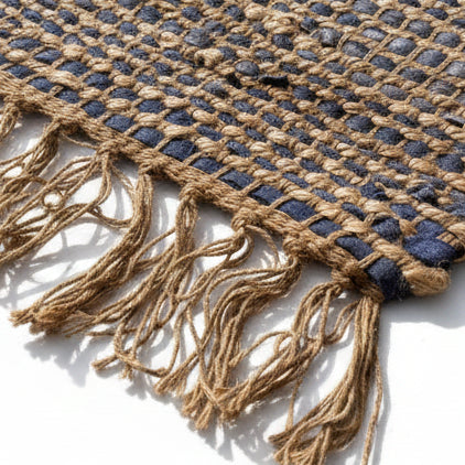 ALFOMBRA DE YUTE AZUL