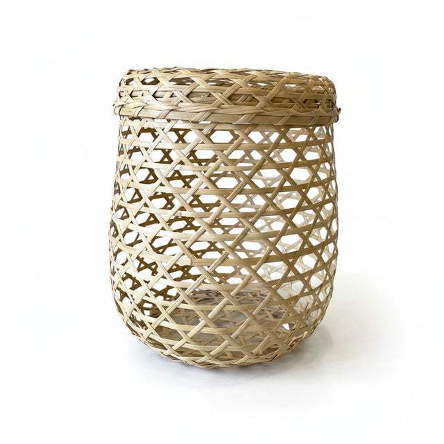 CESTA GUAJIRA CON TAPA TEJIDO ESTRELLA