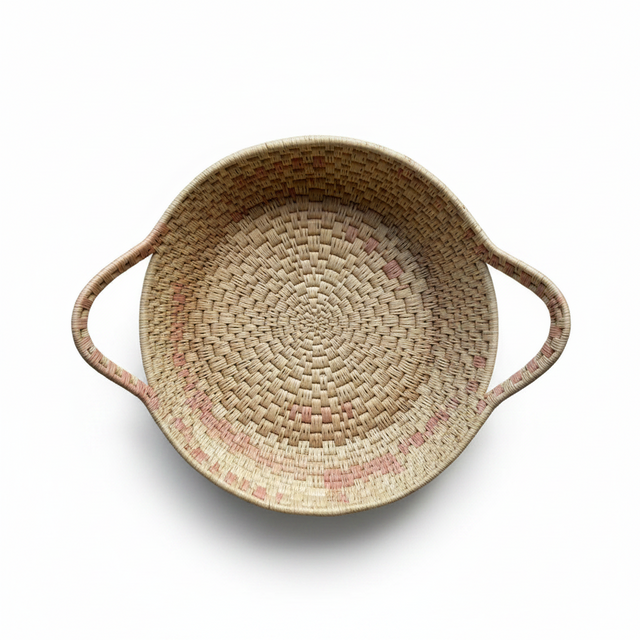 CESTA GUAJIRA CON ASAS EN TONOS ROSA VIEJO