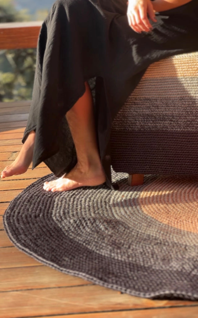 ALFOMBRA DE FIQUE EN DEGRADE NATURAL A NEGRO
