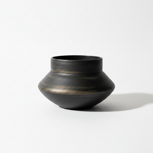 FLORERO DE ARCILLA NEGRO