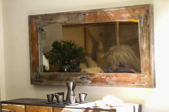WOODEN FRAME RECTANGULAR MIRROR
