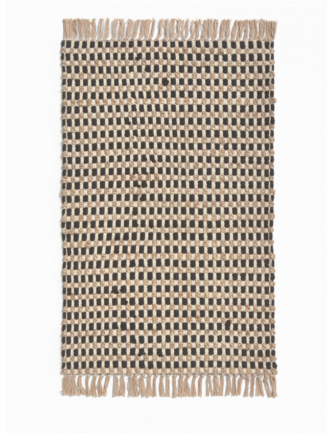 RECTANGULAR BLACK/JUTE PARTY RUG