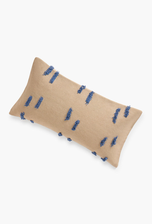 COJIN PISCO RECTANGULAR BEIGE/AZUL