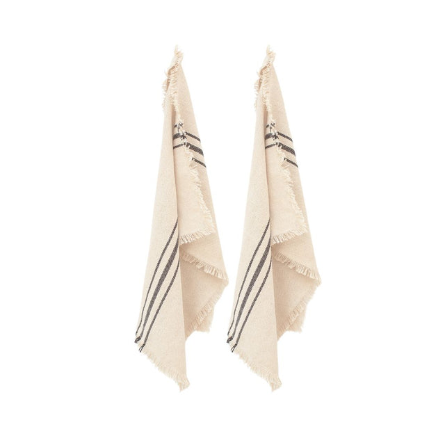 TRAPO DE COCINA CAPRI CRUDO C/RAYAS NEGRAS (SET OF 2)