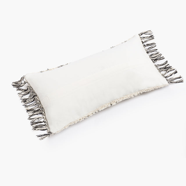 WHITE/BLACK CUSHION COVER WITH ETHNIC FIGURES